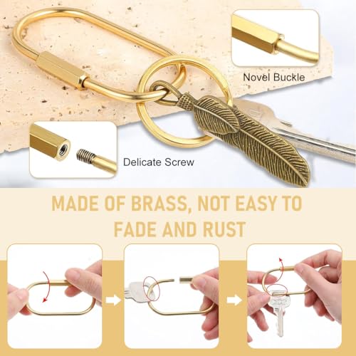 PALAY® Loop Buckles 2.36 inch Screw-Lock Oval Carabiners Connection Lock Golden Copper Twist Lock D-Ring Multipurpose Carabiner Locks for Hanging & Securing,with 4 Keyring PALAY® Loop Buckles 2.36 inch Screw-Lock Oval Carabiners Connection Lock Golden Copper Twist Lock D-Ring Multipurpose Carabiner Locks for Hanging & Securing,with 4 Keyring